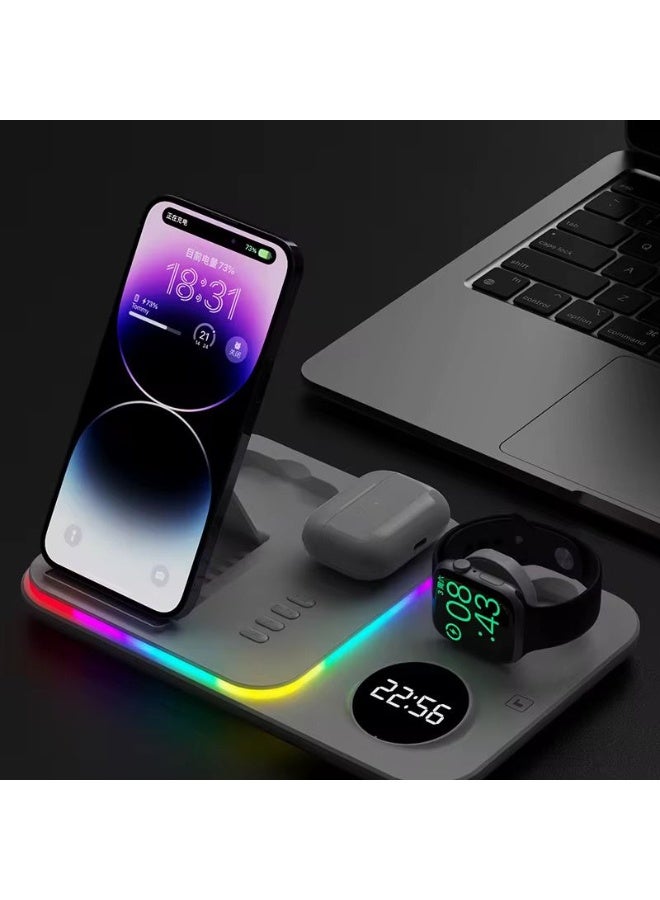 THRONE PREMIUM 5-in-1 Wireless Charging Station Dock with Digital Clock & Light – Fast Charging Stand for iPhone, Apple Watch & AirPods - Image 3