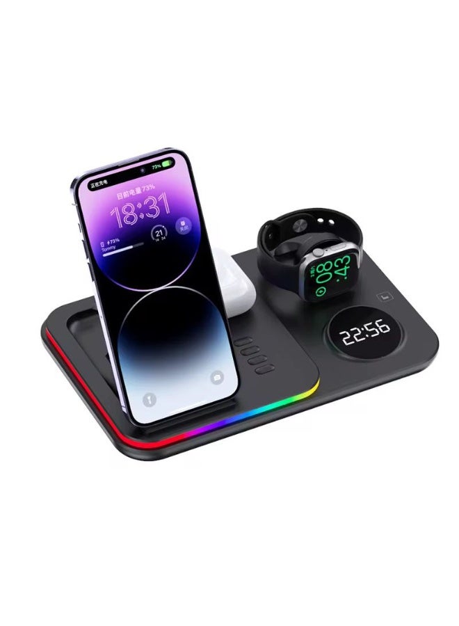 THRONE PREMIUM 5-in-1 Wireless Charging Station Dock with Digital Clock & Light – Fast Charging Stand for iPhone, Apple Watch & AirPods - Image 4