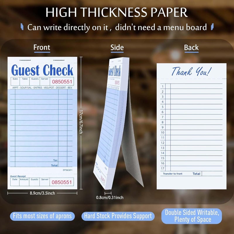 DGBDPACK Guest Check Pads EP-3632-1 (10 Pads), Total 500 Blue Waitress Notepad, Server Order Pads (500 Sheets) - Image 4