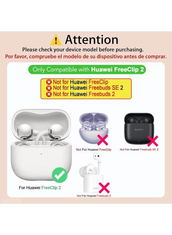 Soft Case for Huawei FreeClip 2, with Carabiner and Cleaning Kit, Lock Clip with Phone Stand, Clear Black - Image 2