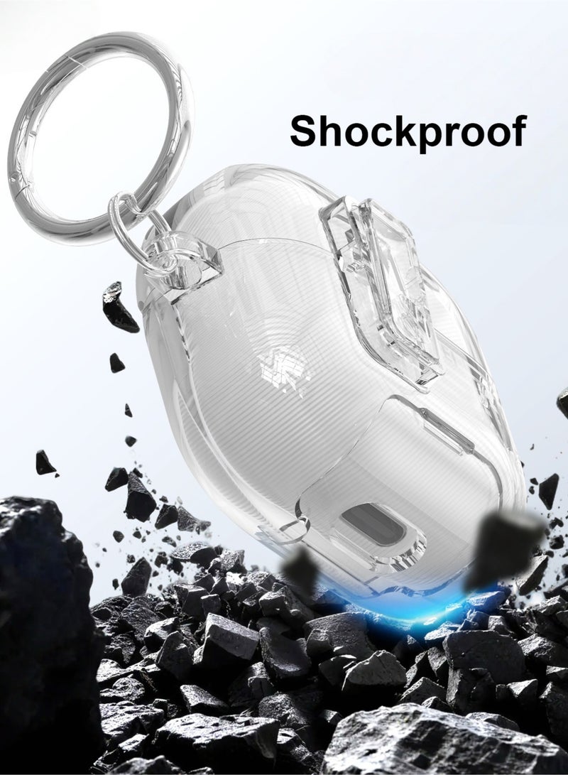Soft Case for Huawei FreeClip 2, with Carabiner and Cleaning Kit, Lock Clip with Phone Stand, Clear Black - Image 5
