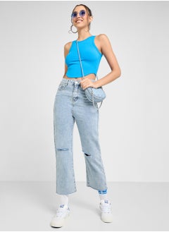Ginger Stone Wash Straight Fit Distressed Jeans  - Image 2