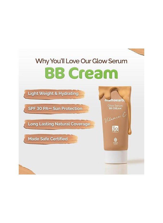 Glow Serum BB Cream With Vitamin C And Turmeric - 25 G Long Lasting Natural Coverage Spf 30 Pa++ Sun Protection Lightweight And Hydrating