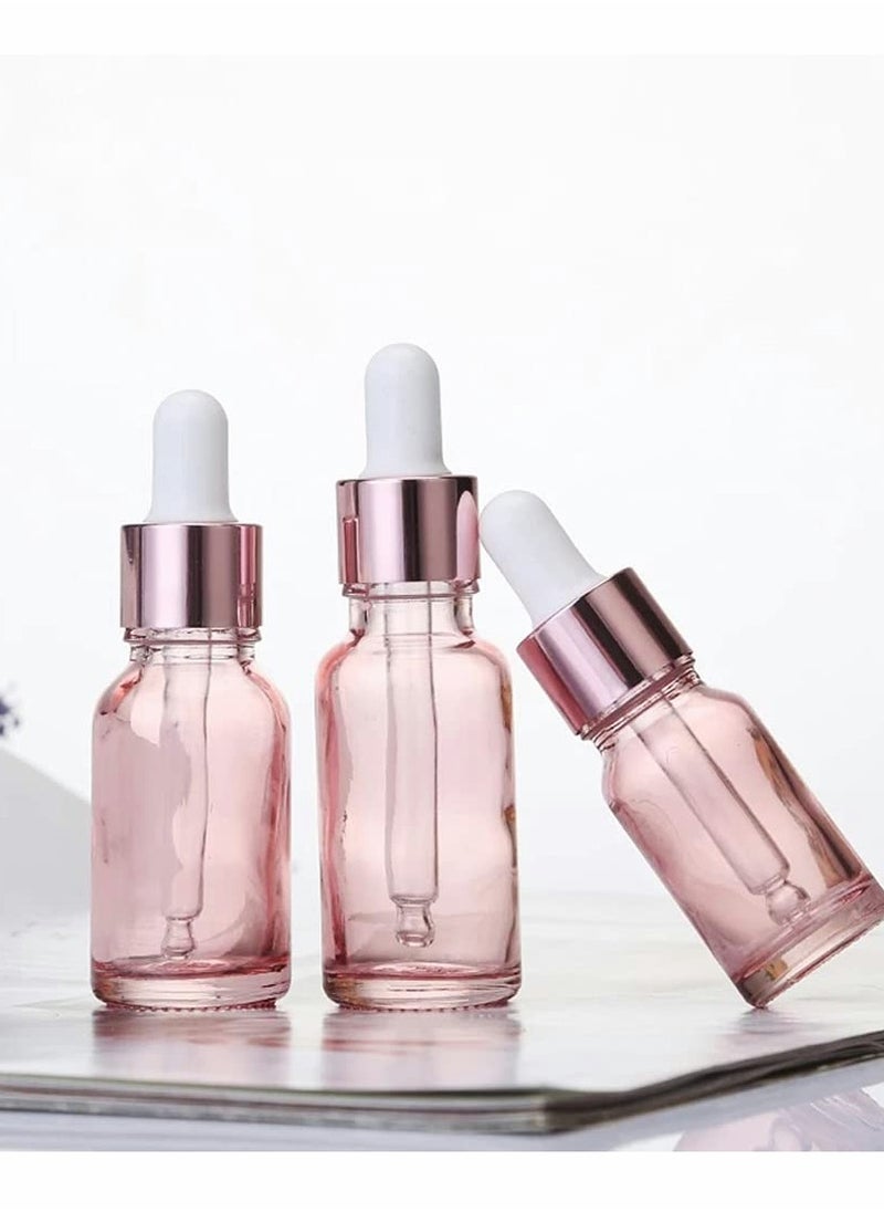 SYOSI - Glass Dropper Bottle for Essential Oils, 18 Pack Empty Eye Holder With Pipette and Caps, Cosmetic Perfume Sample Vial Container 5ml Pink - Image 1