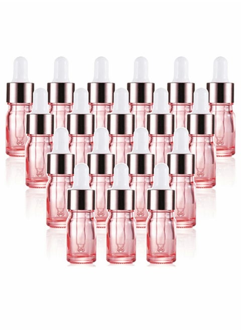 Glass Dropper Bottle for Essential Oils, 18 Pack Empty Eye Holder With Pipette and Caps, Cosmetic Perfume Sample Vial Container 5ml Pink
