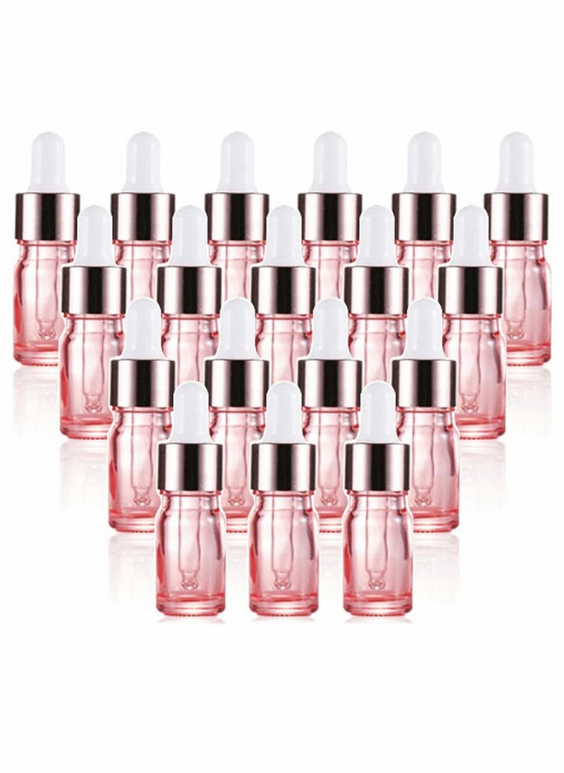 SYOSI - Glass Dropper Bottle for Essential Oils, 18 Pack Empty Eye Holder With Pipette and Caps, Cosmetic Perfume Sample Vial Container 5ml Pink - Image 1