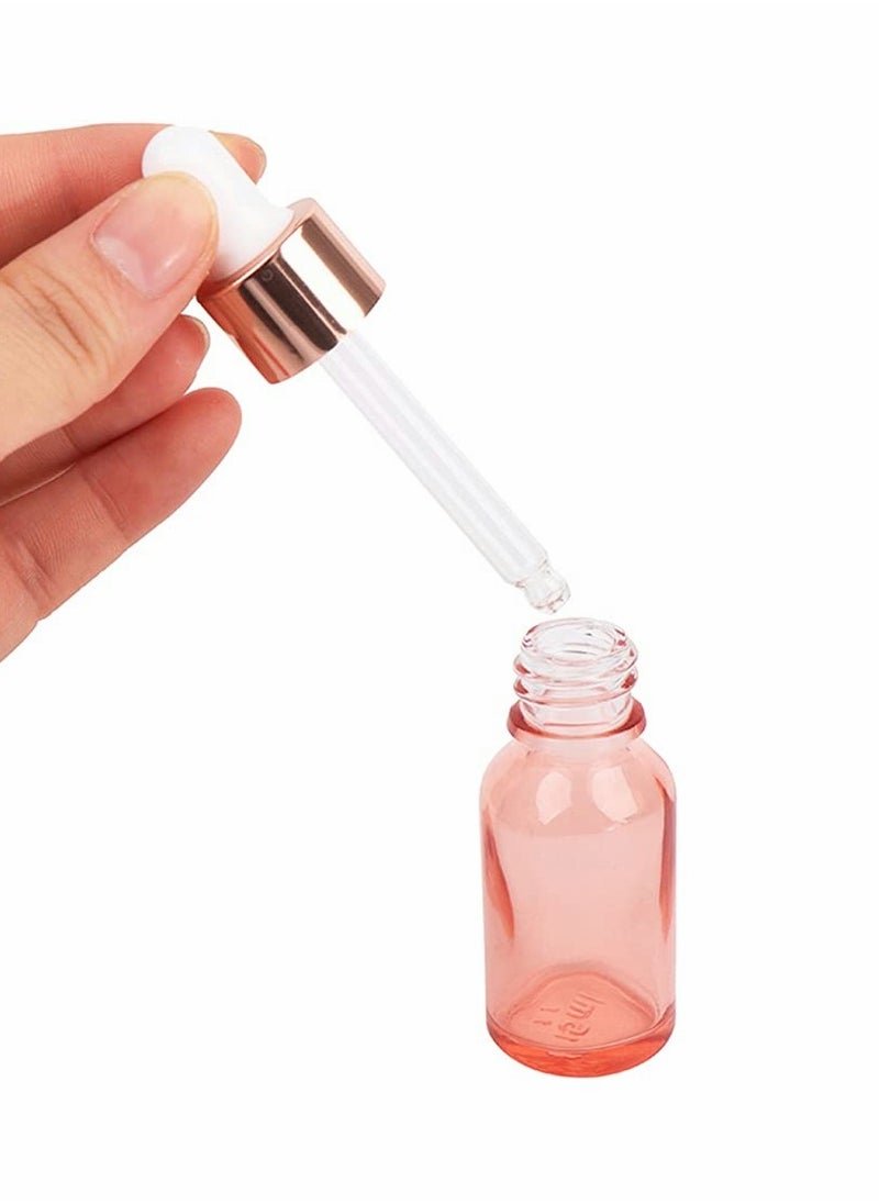 SYOSI - Glass Dropper Bottle for Essential Oils, 18 Pack Empty Eye Holder With Pipette and Caps, Cosmetic Perfume Sample Vial Container 5ml Pink - Image 1