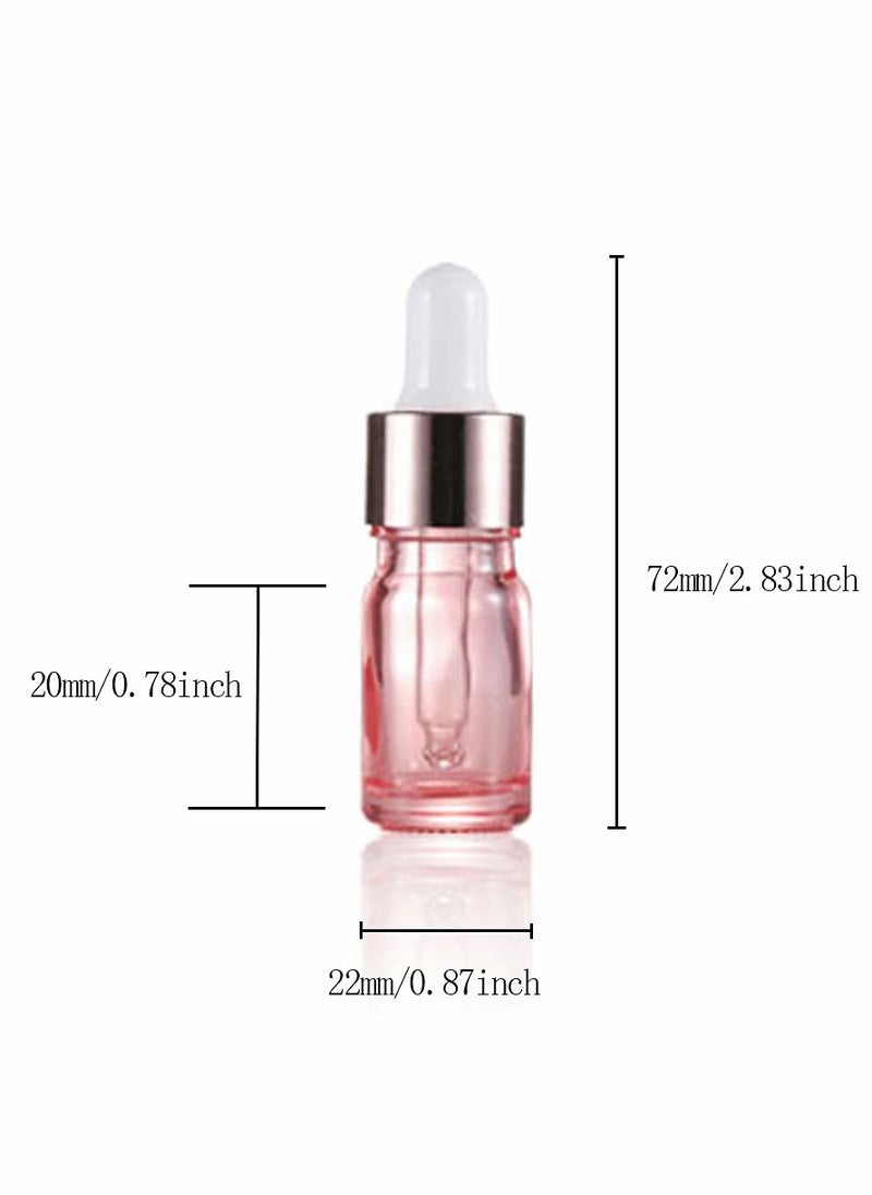 SYOSI - Glass Dropper Bottle for Essential Oils, 18 Pack Empty Eye Holder With Pipette and Caps, Cosmetic Perfume Sample Vial Container 5ml Pink - Image 1