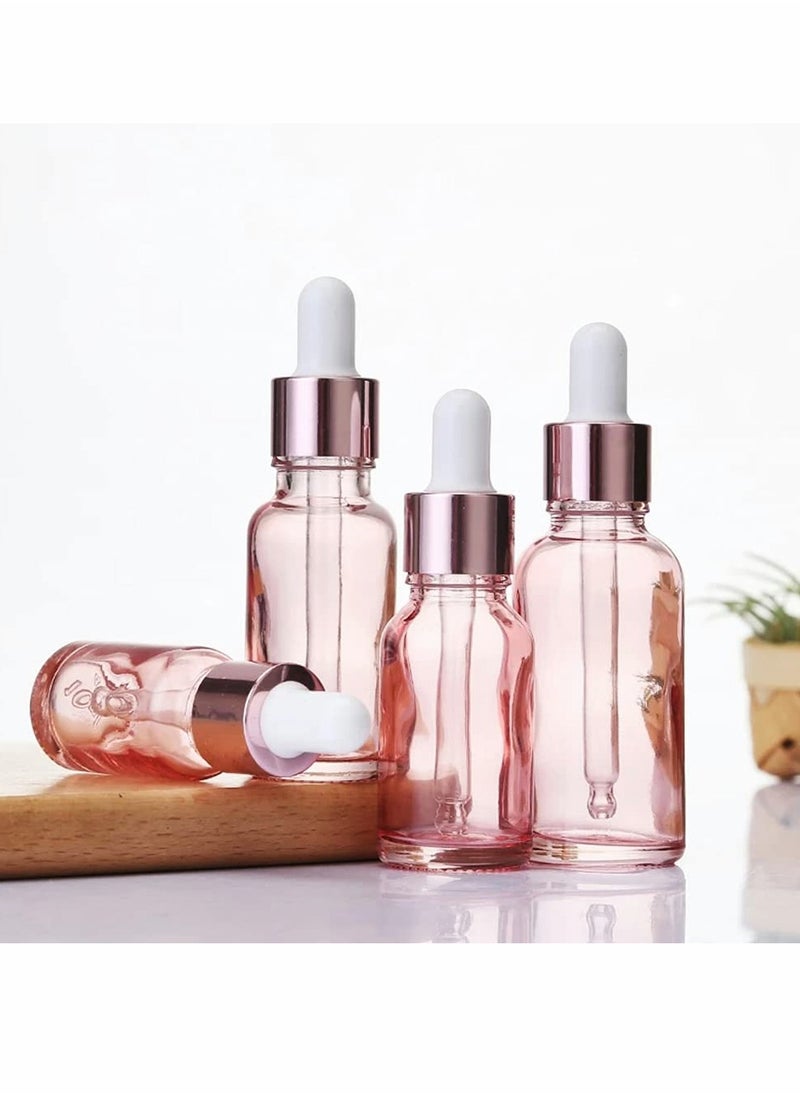 SYOSI - Glass Dropper Bottle for Essential Oils, 18 Pack Empty Eye Holder With Pipette and Caps, Cosmetic Perfume Sample Vial Container 5ml Pink - Image 1