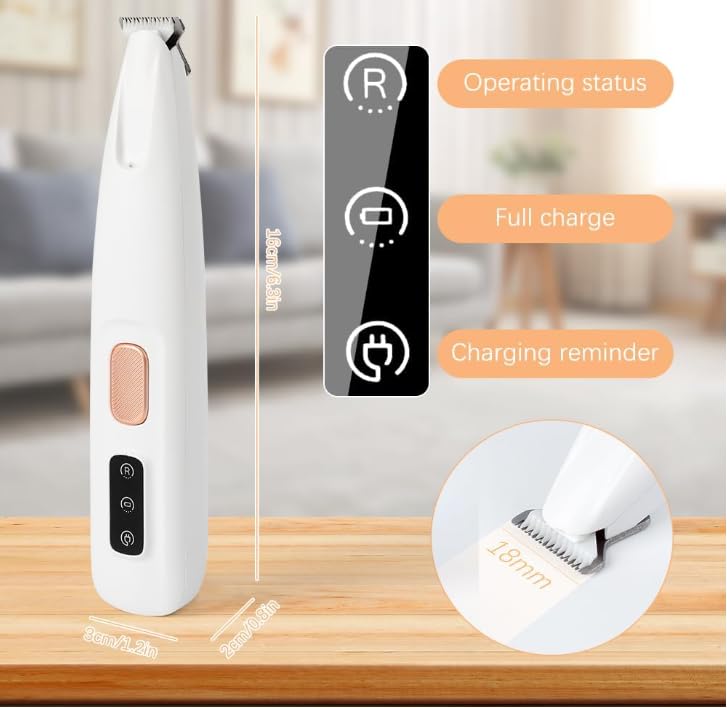 warmow Dog Trimmer, Saffory Paw Trimmer, Saffory Electric Dog Trimmer for Paws, Pet Paws Trimmer with Led Light, Rechargeable Low Noise Pet Trimmer Hair Clipper-1set White with Oil(1) - Image 2
