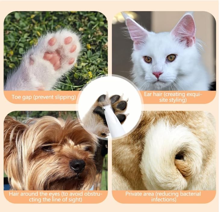 warmow Dog Trimmer, Saffory Paw Trimmer, Saffory Electric Dog Trimmer for Paws, Pet Paws Trimmer with Led Light, Rechargeable Low Noise Pet Trimmer Hair Clipper-1set White with Oil(1) - Image 3