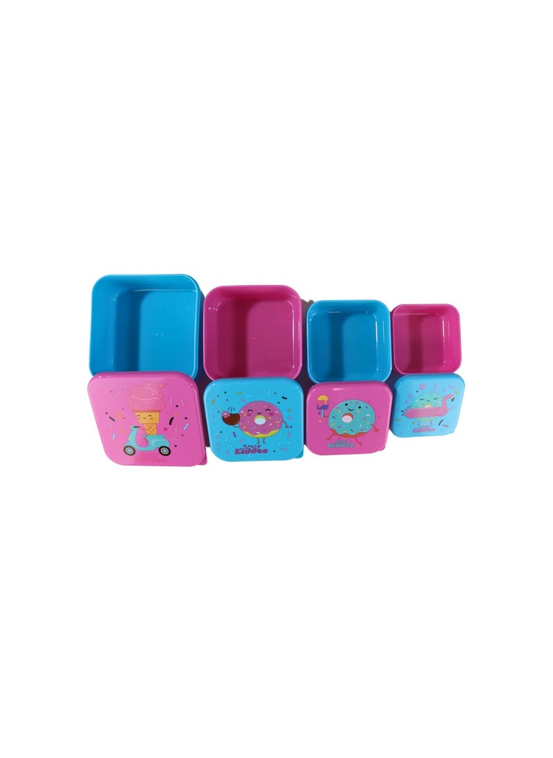 SMILY KIDDOS Smily Kiddos 4 in 1 Container-Dessert Theme Microwave Safe Food Storage Lunch Box Freezer & Dishwasher Safe Removable Compartment Food Containers  - Image 4