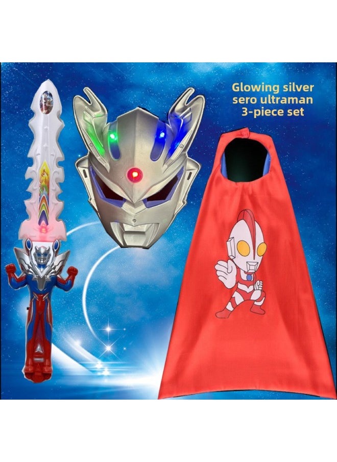 Generic - Luminous Ultraman Mask Sword Cloak Set Degas Cello Orb Ultraman Mask Ultraman Sound And Light Sword-Color:Luminous Iron Man Mask 3-piece Set - Image 1