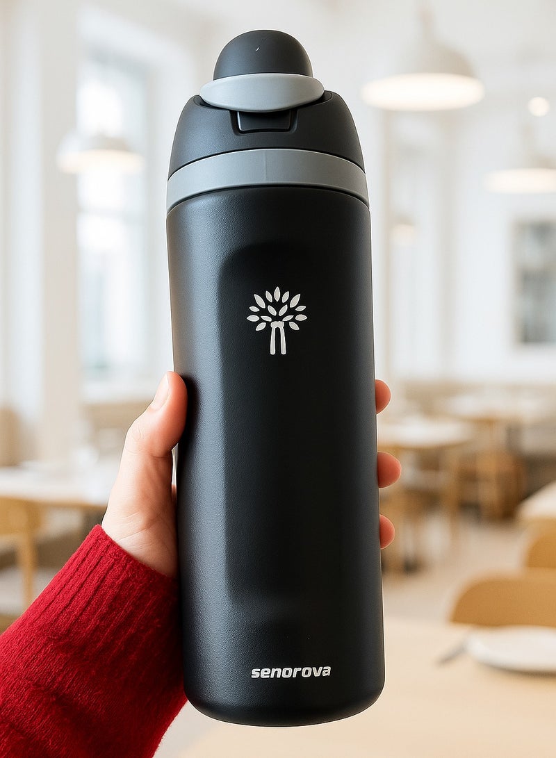 Serenova Leak-Proof 2-in-1 Stainless Steel Water Bottle with Straw & Handle – 24oz, 12H Hot & 24H Cold | BPA-Free, Double-Wall Insulated Thermos | For Gym, Office, School, Travel  - Image 1