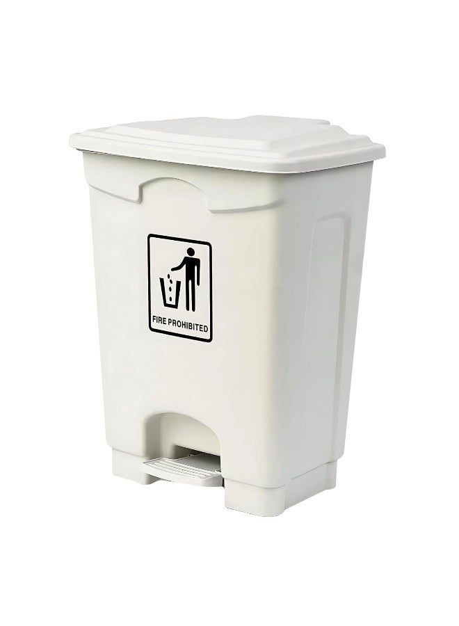 AKC سلة نفايات بلاستيكية سعة 20 لتر - سلة مهملات متينة مع غطاء، تحكم في الروائح وتصميم أنيق | سلة قمامة بسعة متوسطة للمطبخ، الحمام، المكتب، غرفة النوم والاستخدام الداخلي المنزلي (أبيض)