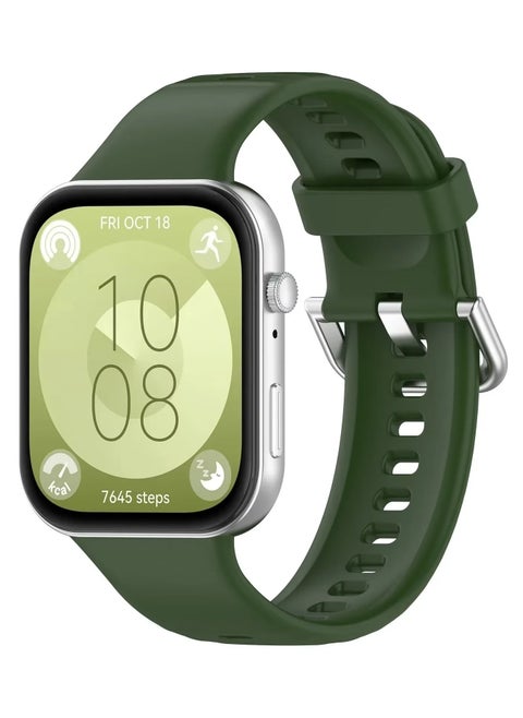 Strap Compatible with Huawei Watch Fit 3 Strap for Women Men Adjustable Replacement Wristband Silicone Sport Watch Band for Huawei Watch Fit 3 (Green)