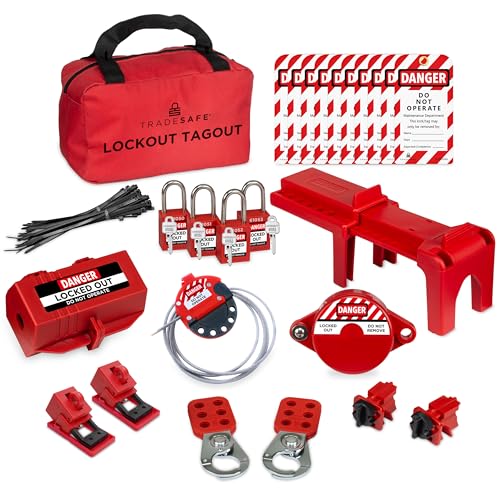 TRADESAFE Professional Lockout Tagout Kit - Loto Locks, Gate Valve Lock, Ball Valve Lockout, Circuit Breaker Locks, Hasps, Plug Lock, Cable Loto, Tag Out Tags and Ties Set (1 Key Per Padlock) - Image 1