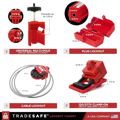 TRADESAFE Professional Lockout Tagout Kit - Loto Locks, Gate Valve Lock, Ball Valve Lockout, Circuit Breaker Locks, Hasps, Plug Lock, Cable Loto, Tag Out Tags and Ties Set (1 Key Per Padlock) - Image 5