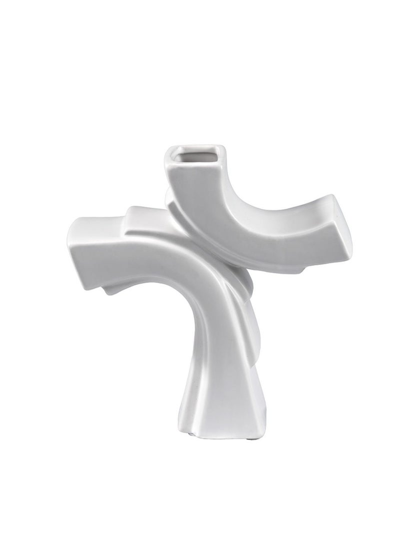 DANUBE HOME Florence Ceramic Astraddle C Vase Large – Elegant Modern Decorative Flower Vase for Living Room, Dining Table, Office & Home Decor, Stylish Centerpiece Pottery Accent L22 X W8 X H22Cm - Image 2