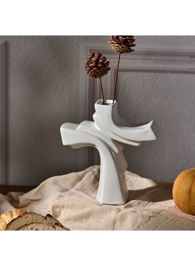 DANUBE HOME Florence Ceramic Astraddle C Vase Large – Elegant Modern Decorative Flower Vase for Living Room, Dining Table, Office & Home Decor, Stylish Centerpiece Pottery Accent L22 X W8 X H22Cm - Image 1