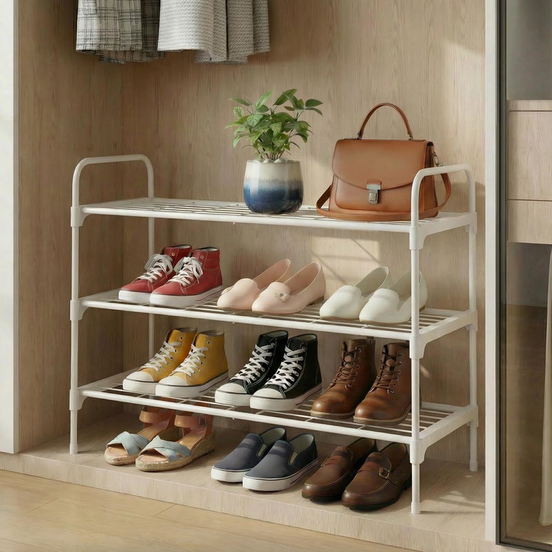 Tujurich 3-Tier Shoe Rack Organlzer, Rustproof lron, Spaclous Shoe Storage Shelf for Closet or Entryway, Fits Sneakers & Slippers, White - Image 4