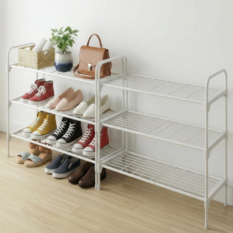Tujurich 3-Tier Shoe Rack Organlzer, Rustproof lron, Spaclous Shoe Storage Shelf for Closet or Entryway, Fits Sneakers & Slippers, White - Image 2