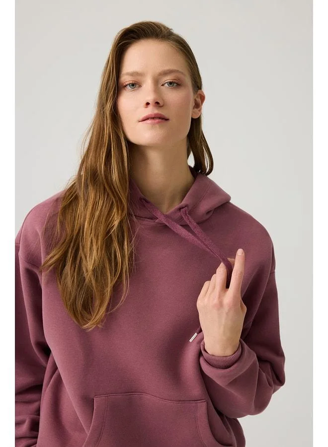 Los Ojos Burgundy Loose Fit Hooded Sweatshirt.
