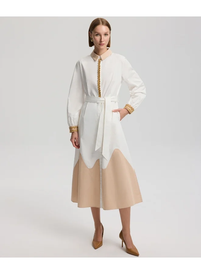 Ipekyol Embroidered Color Block Dress