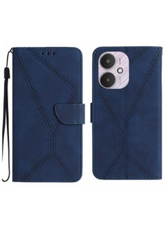 HuHa Case Cover For Xiaomi Redmi 13C 5G Stitching Embossed Leather Phone Case Blue 