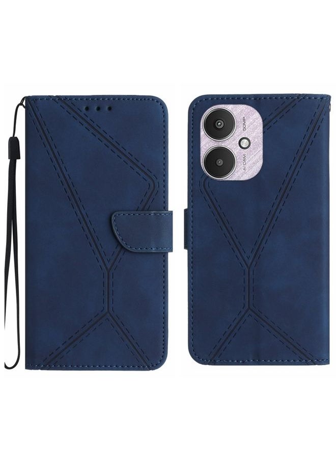 HuHa - Case Cover For Xiaomi Redmi 13C 5G Stitching Embossed Leather Phone Case Blue - Image 1