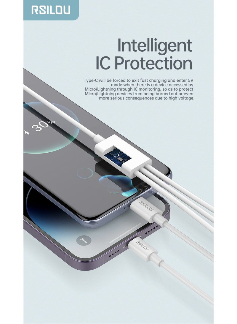 RSILOU R2017 3-in-1 Fast Charging Cable 1.2m | USB-C / Lightning / Micro, 5A High-Speed, Intelligent IC Protection, Compatible with iPhone, Huawei, OPPO - Image 4