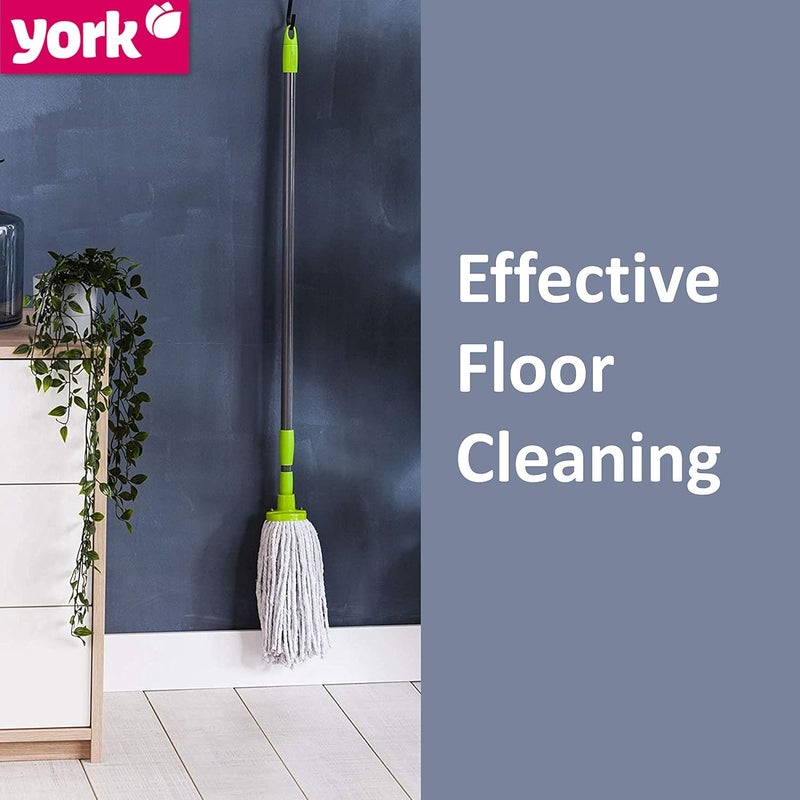 YORK ممسحة يورك لتنظيف الأرضيات مع مقبض قطنية كاملة النظافة للأرضيات المنزلية، ممسحة دائرية رطبة وجافة لتنظيف الأرضيات في المكتب، المنزل، المطبخ، غرفة النوم متعددة الألوان - Image 5