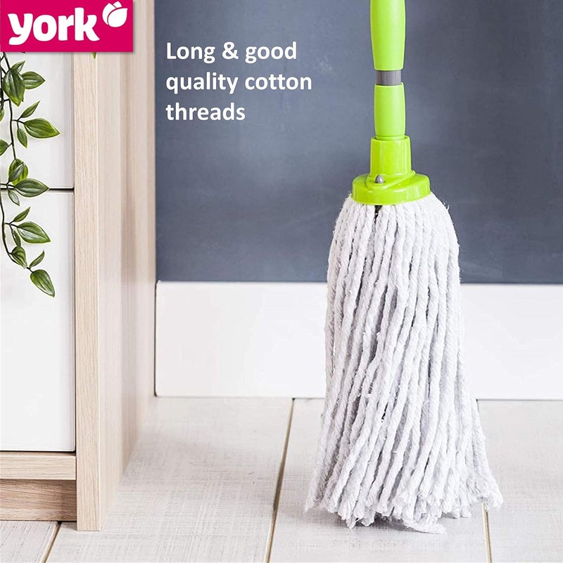YORK ممسحة يورك لتنظيف الأرضيات مع مقبض قطنية كاملة النظافة للأرضيات المنزلية، ممسحة دائرية رطبة وجافة لتنظيف الأرضيات في المكتب، المنزل، المطبخ، غرفة النوم متعددة الألوان - Image 4