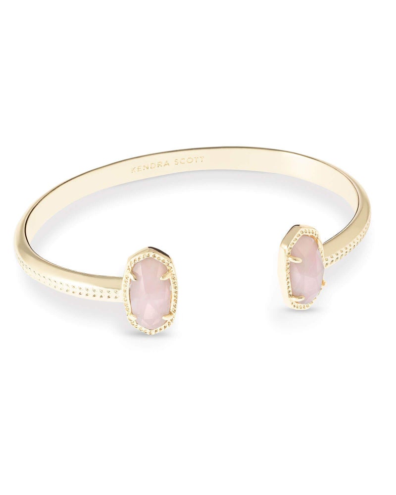Kendra Scott Elton Cuff Bracelet for Women, Fashion Jewelry, 14k Gold-Plated, Rose Quartz - Image 1