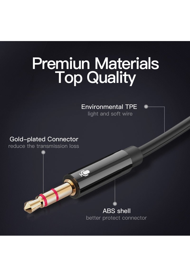 فينشن موزع سماعة راس للكمبيوتر 3.5 ملم انثى الى 2 ذكر 3.5 ملم ميكروفون سماعة اذن الى محول الكمبيوتر (اسود) (0.3 متر) - Image 4