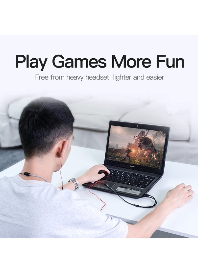 فينشن موزع سماعة راس للكمبيوتر 3.5 ملم انثى الى 2 ذكر 3.5 ملم ميكروفون سماعة اذن الى محول الكمبيوتر (اسود) (0.3 متر) - Image 2