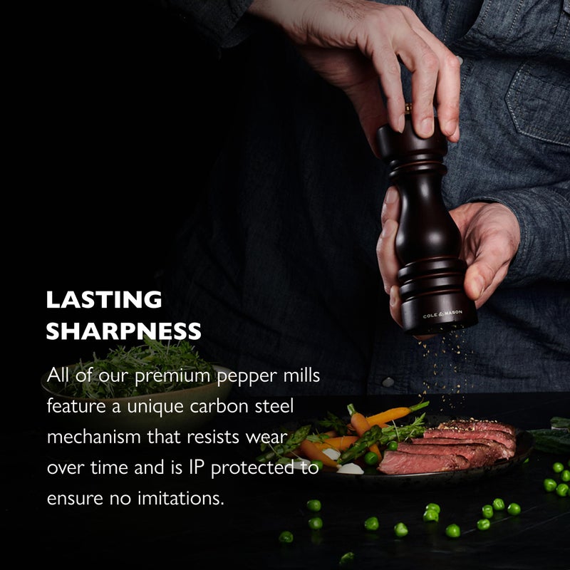 Cole & Mason London Refillable Spice Mill - Kitchen & Home Accessory - Table Black Pepper Grinder - Pepper Mill with Carbon Steel Mechanism - 5", Chocolate Wood - Image 5