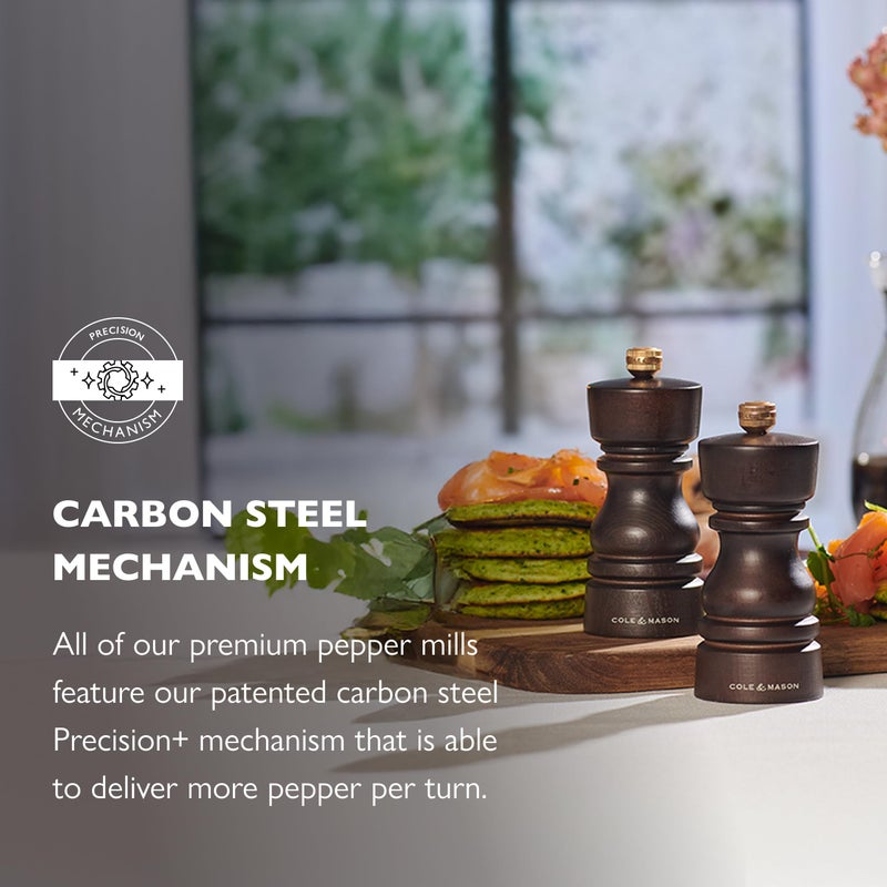 Cole & Mason London Refillable Spice Mill - Kitchen & Home Accessory - Table Black Pepper Grinder - Pepper Mill with Carbon Steel Mechanism - 5", Chocolate Wood - Image 4