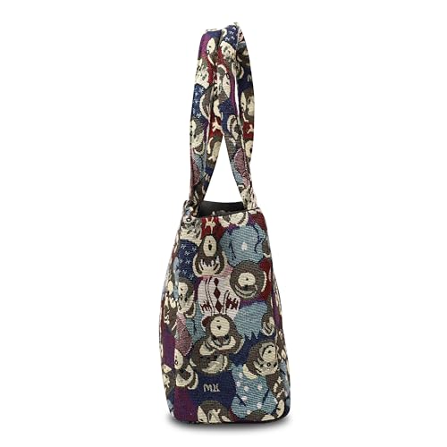 Glowic Totebag | 15 L capacity bag for office, casual and daily use | 1 big compartment and 1 small pocket with zipper clouser | Multicolor cotton fabric bag (Multicolor10) - Image 3