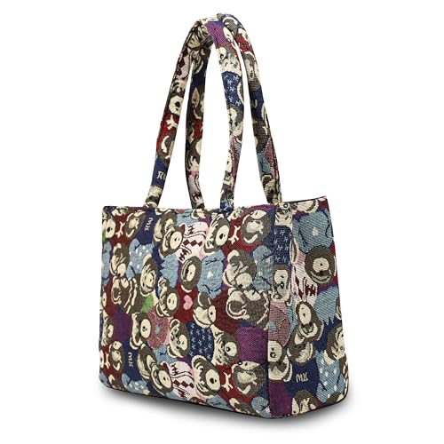 Glowic Totebag | 15 L capacity bag for office, casual and daily use | 1 big compartment and 1 small pocket with zipper clouser | Multicolor cotton fabric bag (Multicolor10) - Image 1