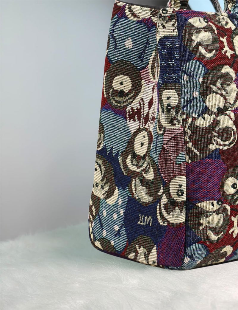 Glowic Totebag | 15 L capacity bag for office, casual and daily use | 1 big compartment and 1 small pocket with zipper clouser | Multicolor cotton fabric bag (Multicolor10) - Image 5