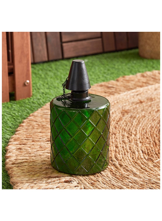 Home Box Eden Cylindrical Glass Torch Bottle with Fibre Glass and Metal 7.5 x 15 x 7.5 cm  - Image 2