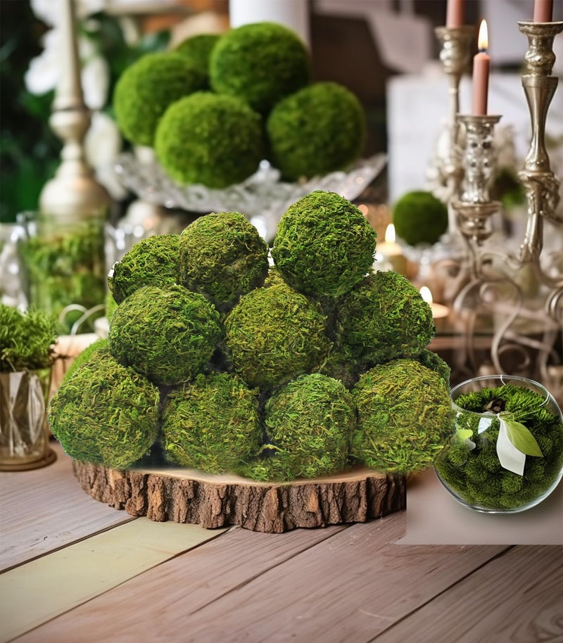ZYAPA 21 Pack Green Moss Balls 8pcs 3.2" Decorative Balls for Bowls Filler 13pcs 2.3" Fake Moss Balls for Centerpiece Artificial Balls for Vase Filler Live Moss Ball for Home Tabel Decor - Image 5