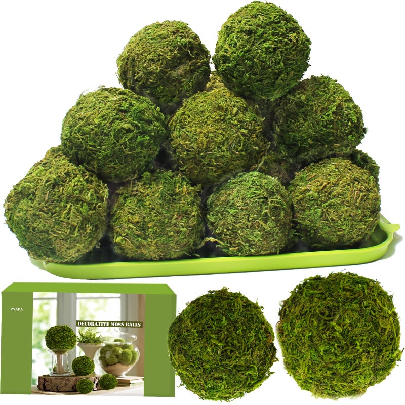 ZYAPA 21 Pack Green Moss Balls 8pcs 3.2" Decorative Balls for Bowls Filler 13pcs 2.3" Fake Moss Balls for Centerpiece Artificial Balls for Vase Filler Live Moss Ball for Home Tabel Decor - Image 1