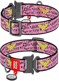 WauDog Dog Collar WAUDOG Nylon with QR-passport, Wonder Woman" design, Metal fastex, Large, W 25 mm, L 31-49 cm 