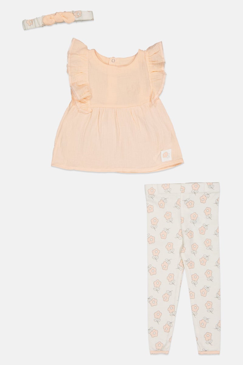 Lily & Jack Toddlers Girl 3 Pieces Floral Print Shirt And Leggings With Headband Set, Multicolor - Image 1