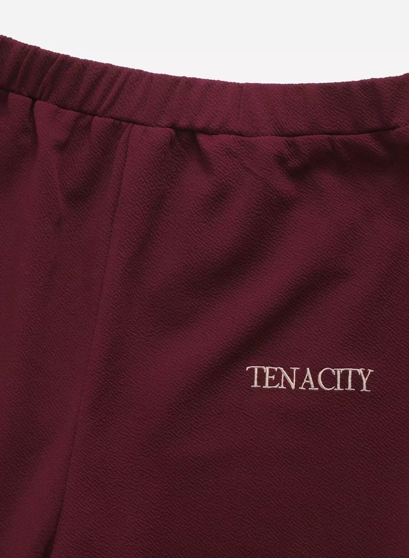 Letter Embroidery Drop Shoulder Drawstring Crop Hoodie & Sweatpants