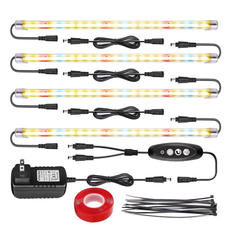 FREGENBO أضواء نمو LED FREGENBO للأشجار الداخلية مع مؤقت تشغيل وإيقاف تلقائي، شريط أضواء نمو T5 بتقنية الطيف الكامل الشبيهة بالشمس لمزارع الدفيئة، الهيدروبونيك، والنباتات العصارية، 4 مستويات قابلة للتعتيم - Image 1