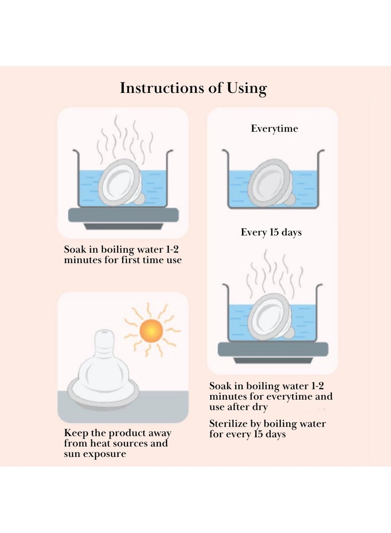 جابلو حلمة سيليكون متعددة التدفق مضادة للمغص لزجاجة رضاعة ذات عنق واسع مقاس وسط - Image 4