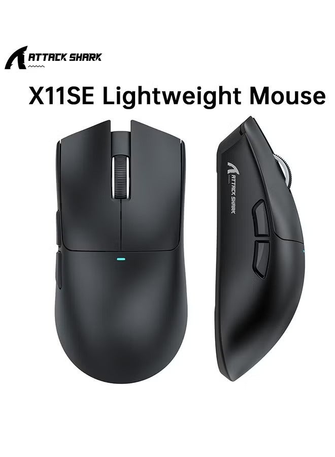 Attack Shark X11SE Ultra-Light Wireless Gaming Mouse, Tri-Mode-2.4G/USB-C Wired/BT, PixArt PAW3311 Gaming Sensor, 22KDPI, 5 Programmable Buttons for Laptop, PC, Mac Gamer (Black&Sticker) - Image 1